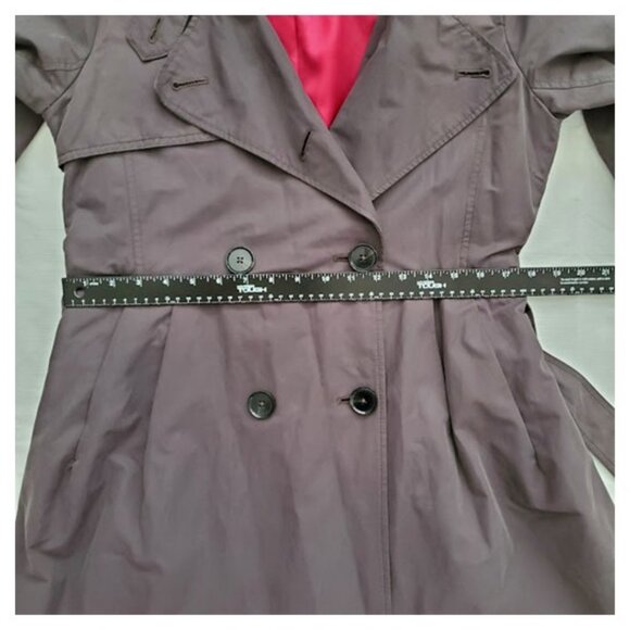 Gap Dark Gray Womens Double-Breasted Trench Coat Belt Waist & Pockets Size M - Picture 6 of 9